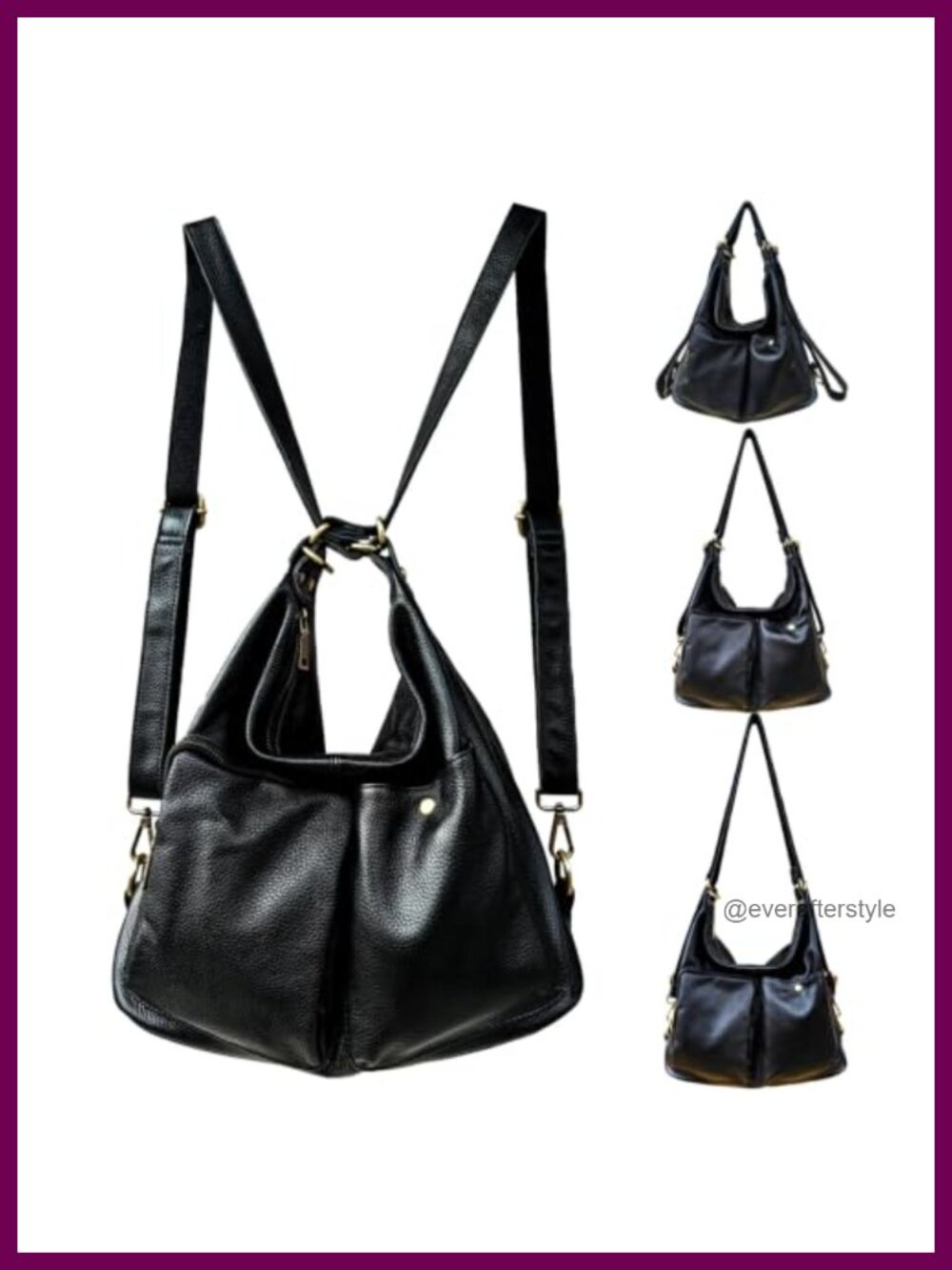 Genuine Leather Convertible Crossbody Backpack Womens 4-in-1 Multi-Use Bag